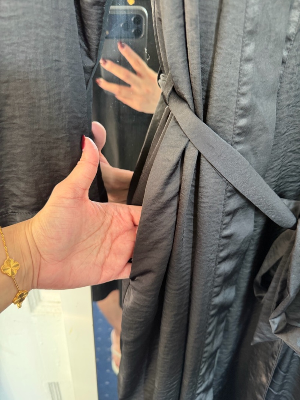 Black Long Satin Robe Target - Picture 5 of 7